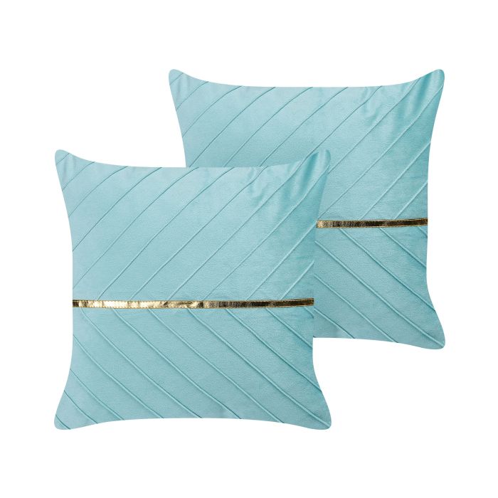 Set of 2 Velvet Cushions 45x45cm Light Blue