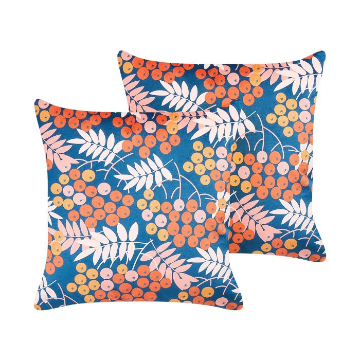 Set of 2 Velvet Cushions 45x45cm Multicolour