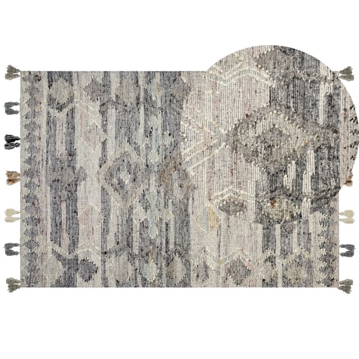Wool Kilim Area Rug 160x230cm Grey