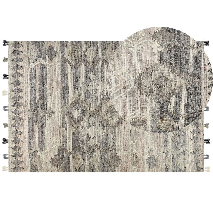 Wool Kilim Area Rug 200x300cm Grey