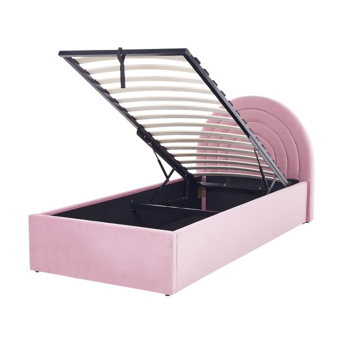 Velvet EU Single Size Ottoman Bed Pink ANET