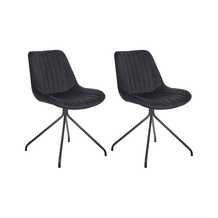 Set of 2 Velvet Dining Chairs Black NAVASOTA