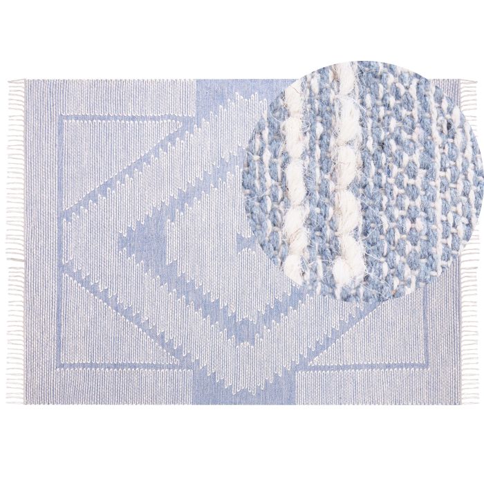 Cotton Area Rug 160x230cm Blue and White