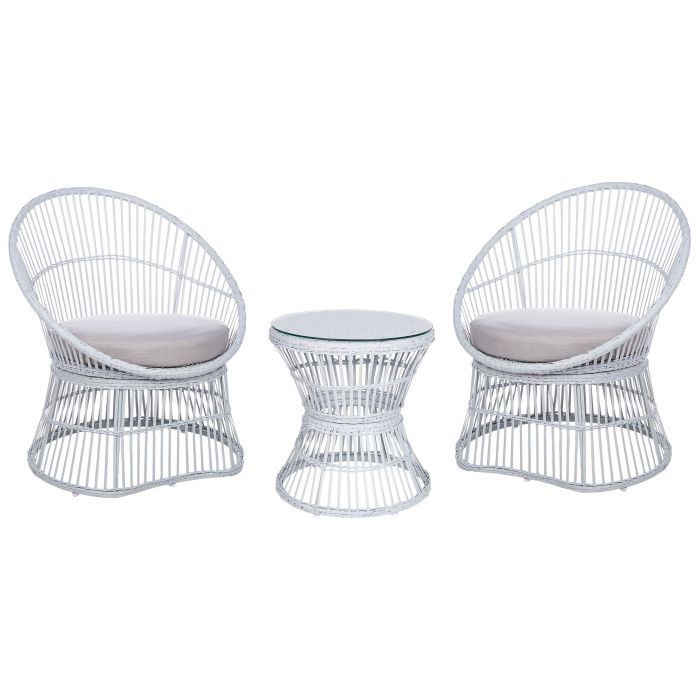 PE Rattan Bistro Set White MESYNA