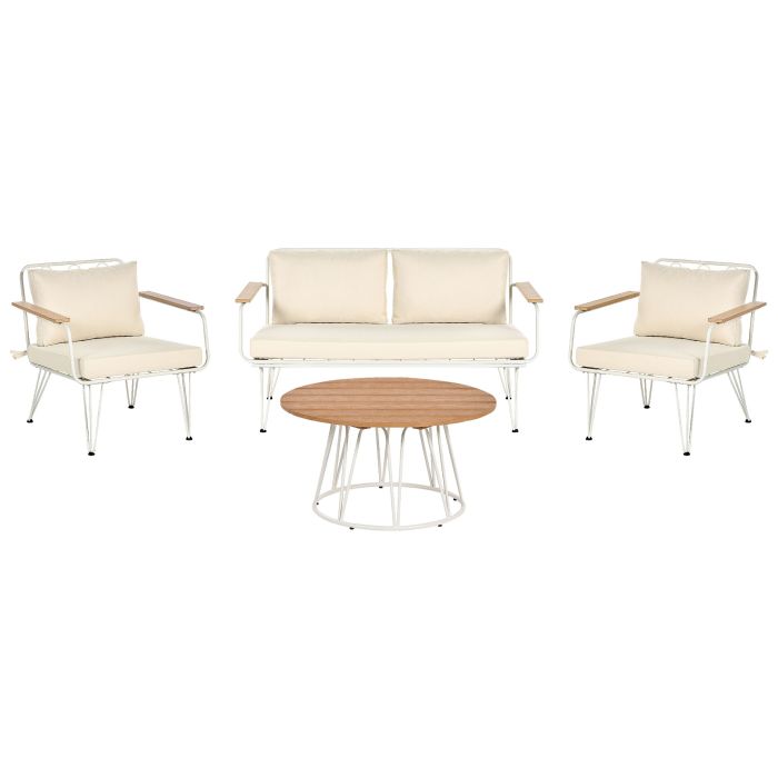 4 Seater Garden Sofa Set White and Beige MONTESILVANO