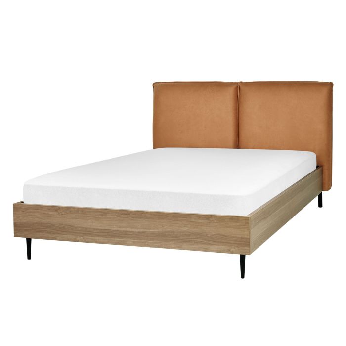 Faux Leather EU Double Size Bed Golden Brown LIMANTON