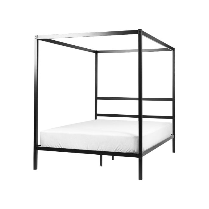 Metal EU Double Size Canopy Bed Black LESTARDS