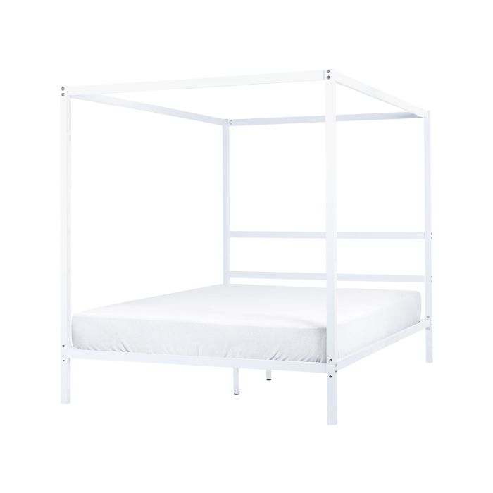 Metal EU King Size Canopy Bed White LESTARDS