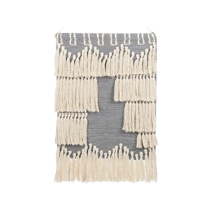 Cotton Macramé Wall Hanging Beige and Grey MAHRI
