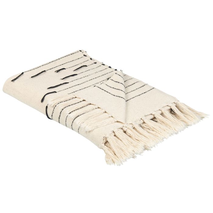 Cotton Blanket 130 x 170 cm Light Beige and Black ULUYOL
