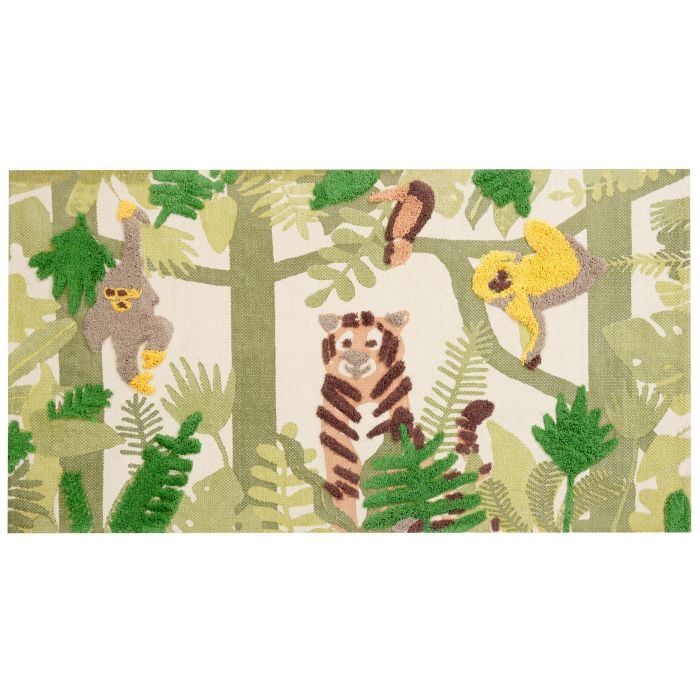 Cotton Kids Rug Jungle Print 80x150cm Multicolour