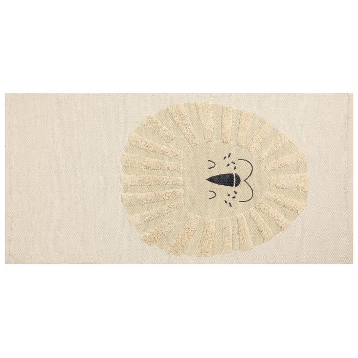 Cotton Kids Rug Lion Print 80x150cm Beige