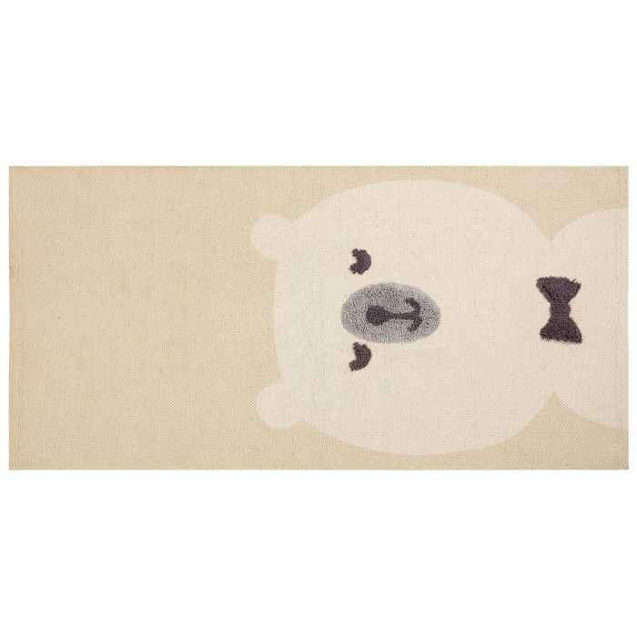 Cotton Kids Rug Bear Print 80x150cm Beige