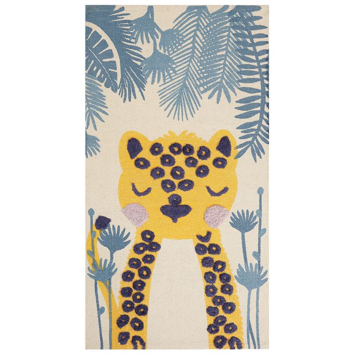 Cotton Kids Rug Leopard Print 80x150cm Multicolour