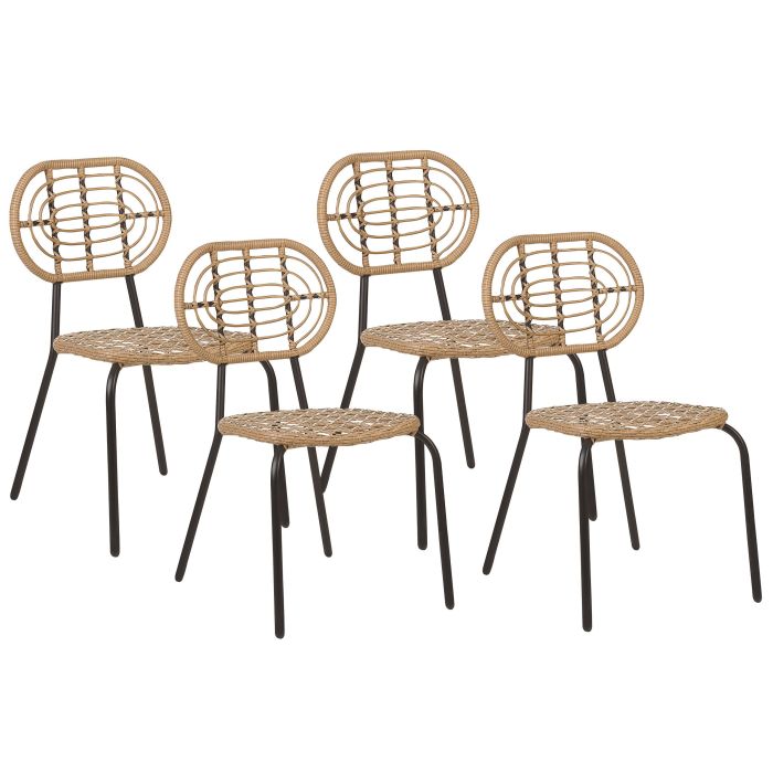 Set of 4 PE Rattan Chairs Natural PRATELLO