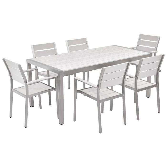 6 Seater Aluminium Garden Dining Set White VERNIO