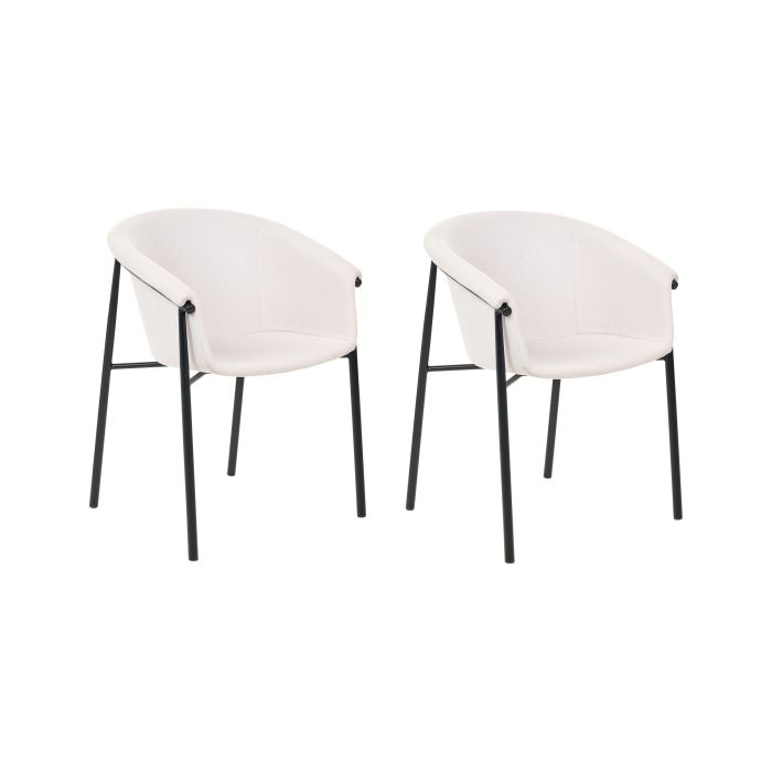 Set of 2 Fabric Dining Chairs Beige AMES