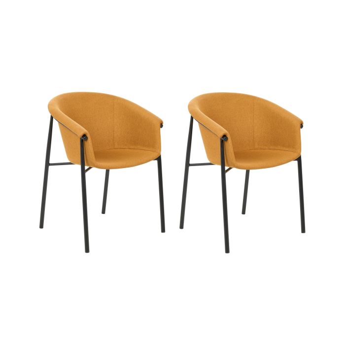 Set of 2 Fabric Dining Chairs Orange AMES
