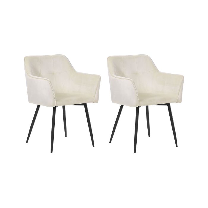 Set of 2 Velvet Dining Chairs Cream Beige JASMIN