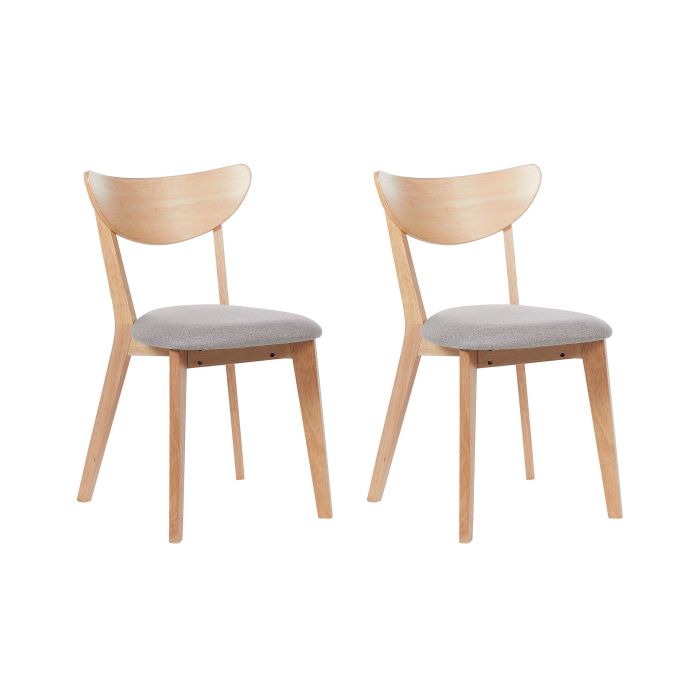 Set of 2 Wooden Dining Chairs Light Wood with Grey ERIE