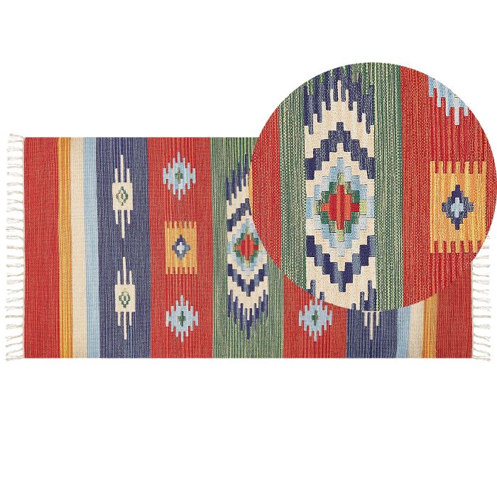 Cotton Kilim Area Rug 80x150cm Multicolour