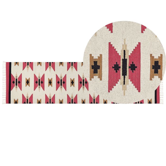 Cotton Kilim Area Rug 80x300cm Multicolour