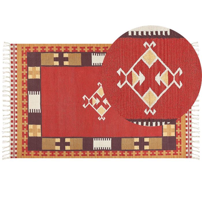 Cotton Kilim Area Rug 140x200cm Multicolour