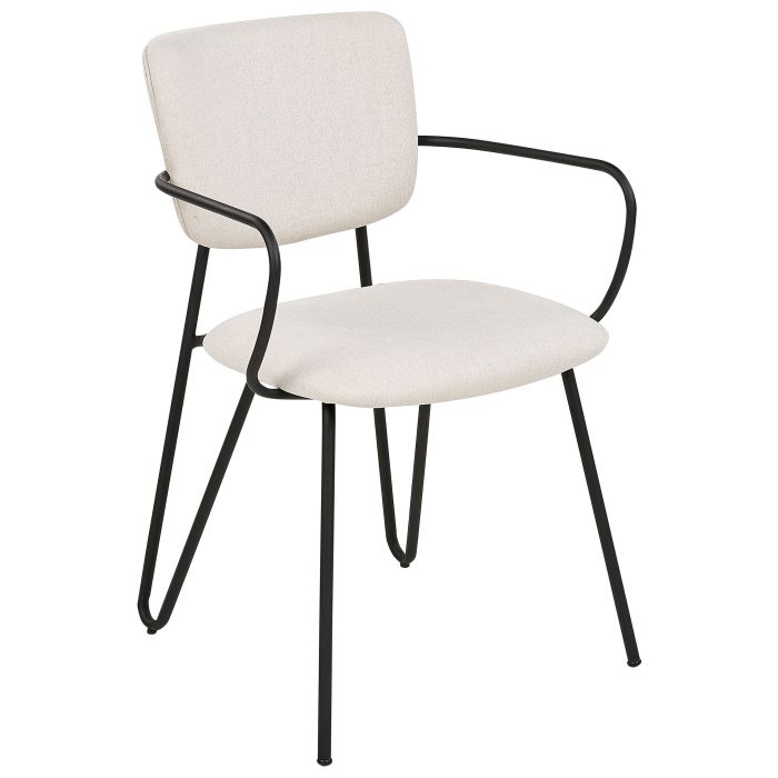 Set of 2 Fabric Dining Chairs Cream ELKO