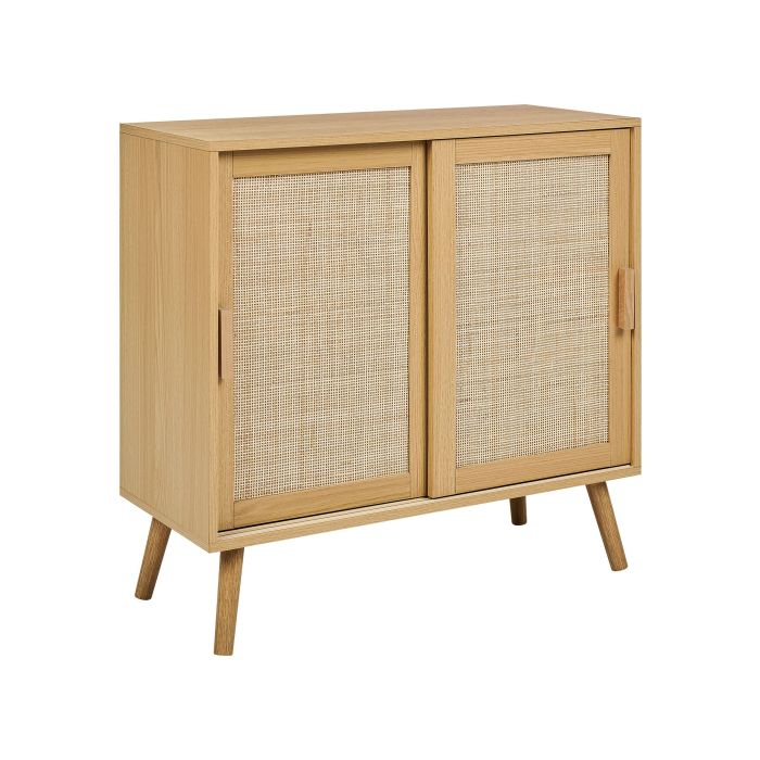 Rattan 2 Door Sideboard Light Wood HODGEN