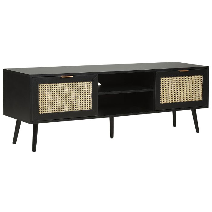 Rattan TV Stand Black OPOCO