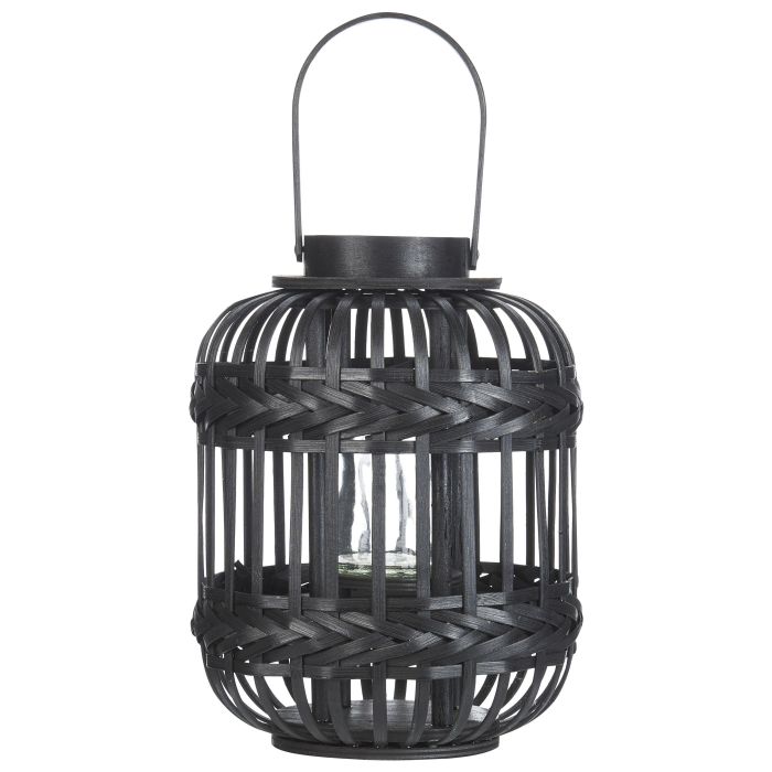 Bamboo Candle Lantern 30 cm Black BORACAY