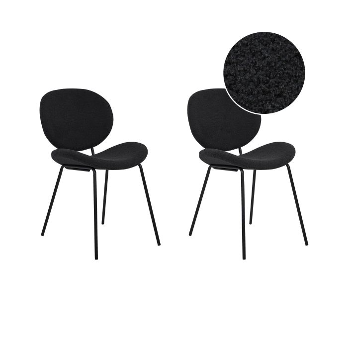 Set of 2 Boucle Dining Chairs Black LUANA