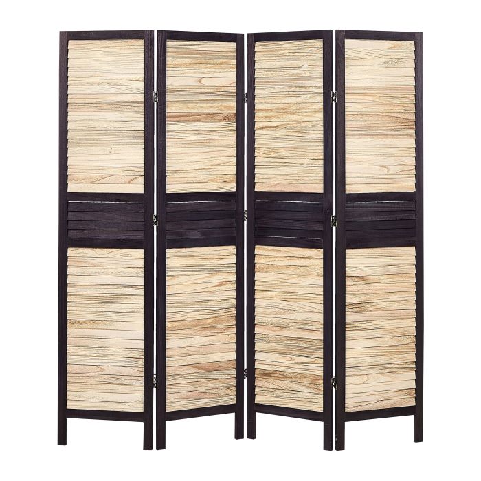 Wooden Folding 4 Panel Room Divider 170 x 164 cm Light Wood BRENNERBAD