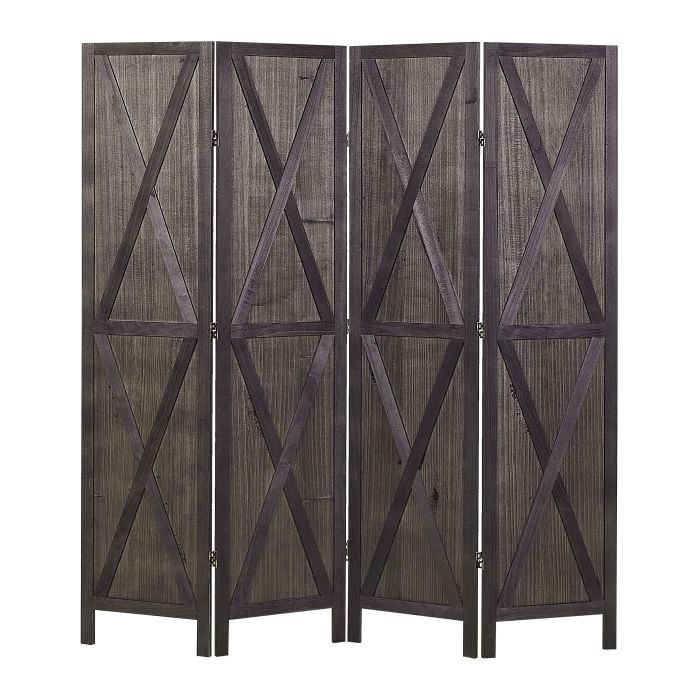 Wooden Folding 4 Panel Room Divider 170 x 163 cm Dark Brown RIDANNA