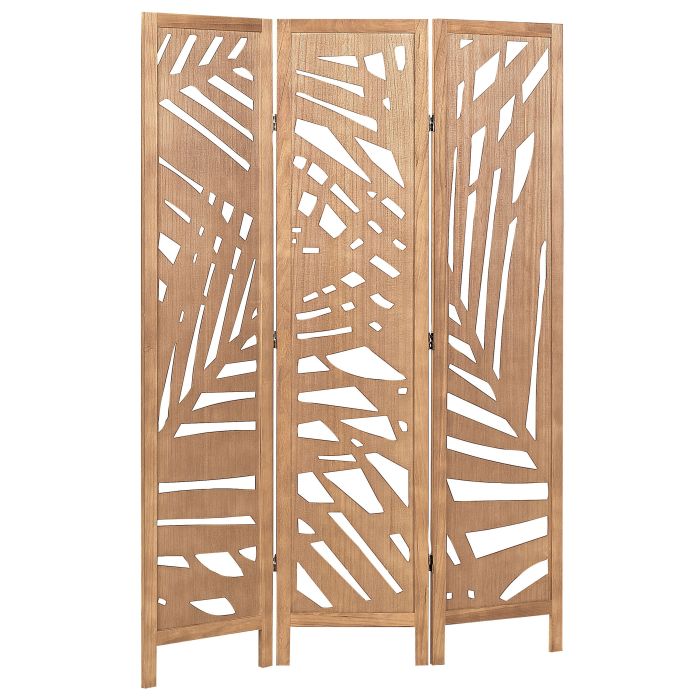 Wooden Folding 3 Panel Room Divider 170 x 122 cm Light Wood VERNAGO