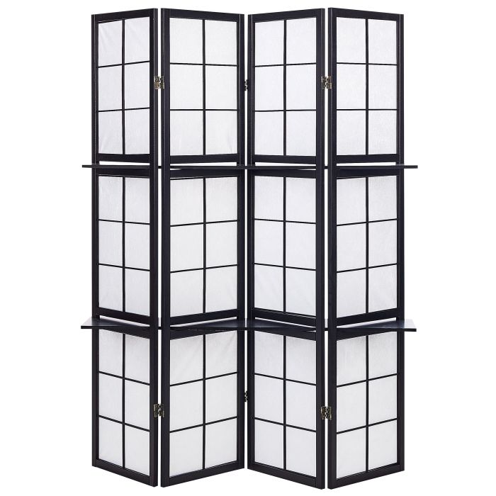 Wooden Folding 4 Panel Room Divider 170 x 120 cm Black GOMAGOI