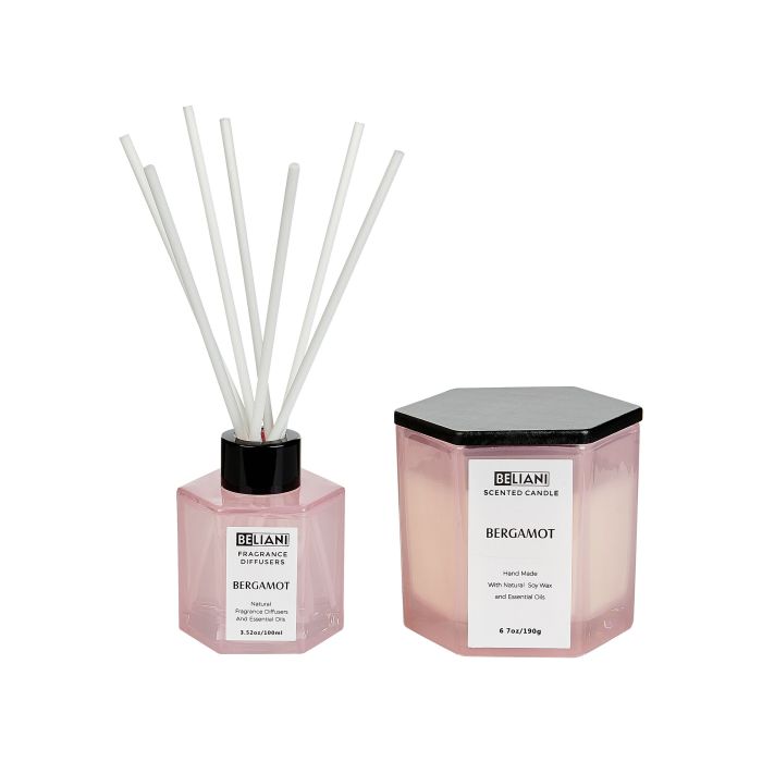 Soy Wax Candle and Reed Diffuser Scented Set Bergamot