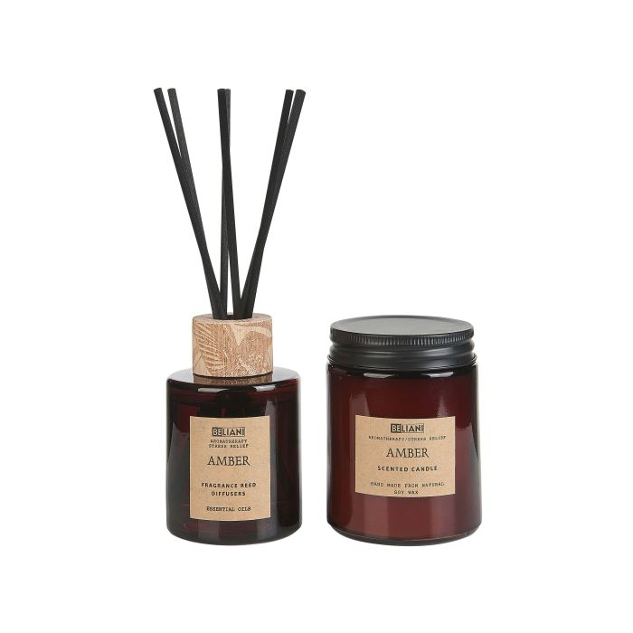 Soy Wax Candle and Reed Diffuser Scented Set Amber