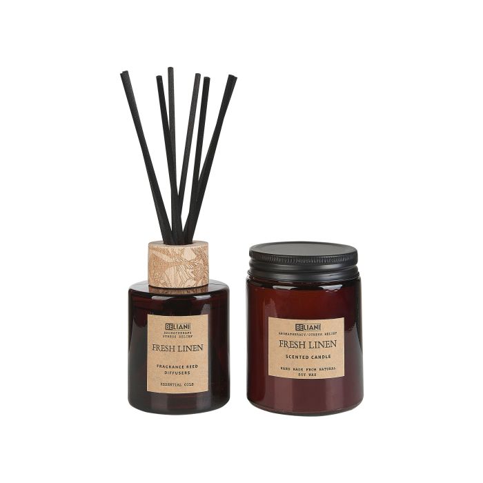 Soy Wax Candle and Reed Diffuser Scented Set Fresh Linen