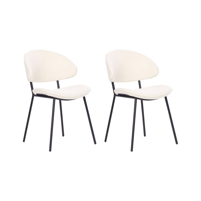 Set of 2 Fabric Dining Chairs Cream KIANA