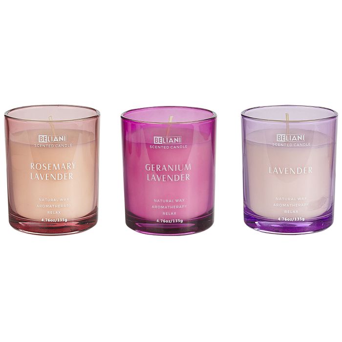 3 Soy Wax Scented Candles Lavender / Rosemary Lavender / Geranium Lavender