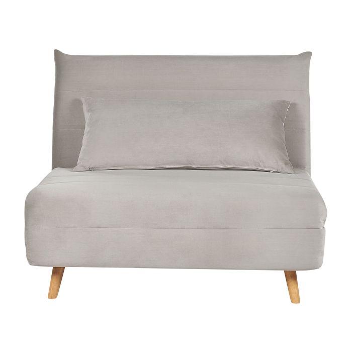 Velvet Single Sofa Bed Light Grey SETTEN