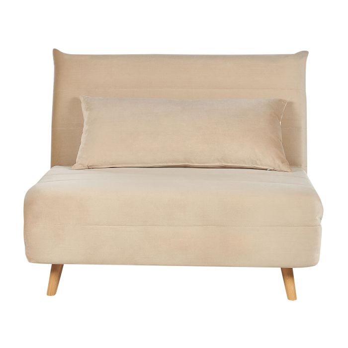 Velvet Single Sofa Bed Beige SETTEN