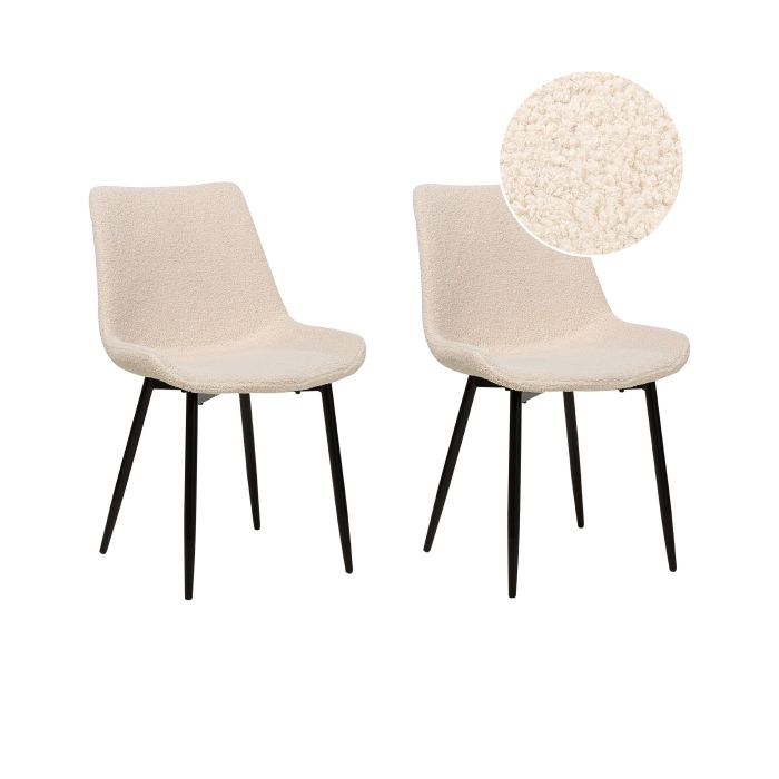 Set of 2 Boucle Dining Chairs Beige AVILLA