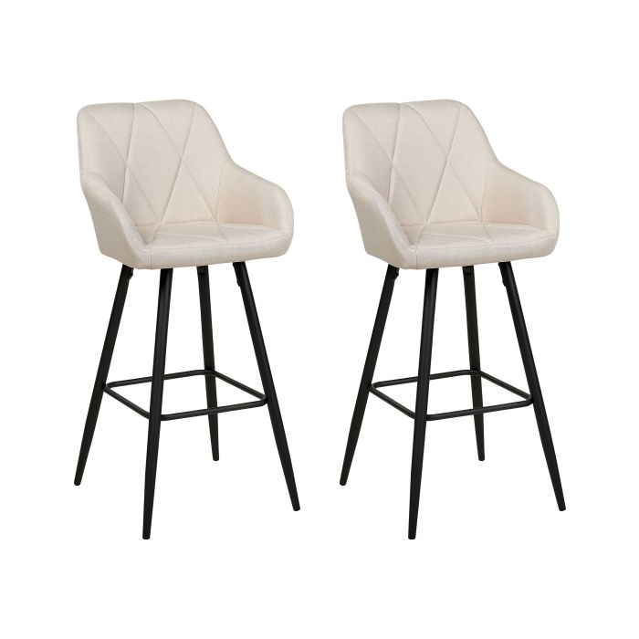 Set of 2 Fabric Bar Chairs Light Beige DARIEN