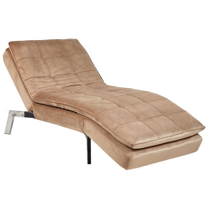 Velvet Chaise Lounge Light Brown LOIRET