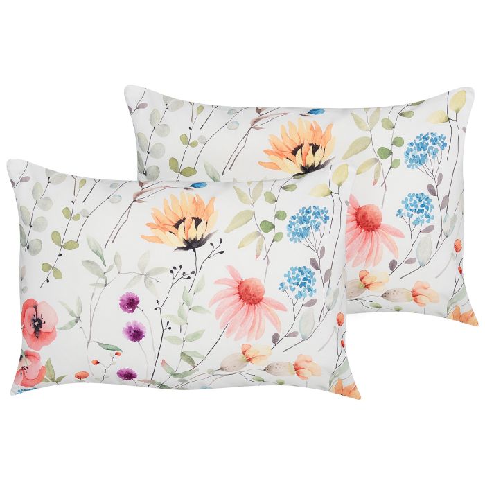 Set of 2 Outdoor Cushions Floral Pattern 40 x 60 cm Multicolour MONESI