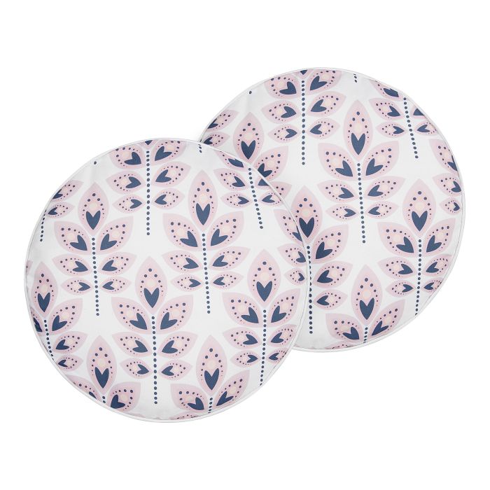 Set of 2 Outdoor Cushions Leaf Motif ⌀ 40 cm Beige TORRETTA