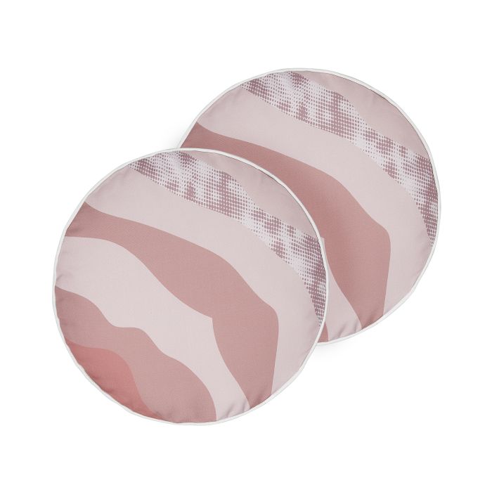 Set of 2 Outdoor Cushions Abstract Pattern ⌀ 40 cm Pink CAMPEI