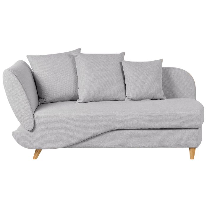 Left Hand Fabric Chaise Lounge with Storage Light Grey MERI II